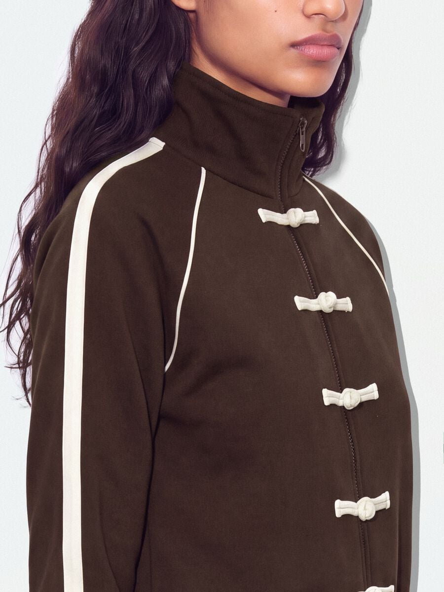 Brown cotton-blend sweatshirt with collar_2