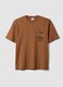 Brown pure cotton Peanuts print T-shirt, relaxed fit_4