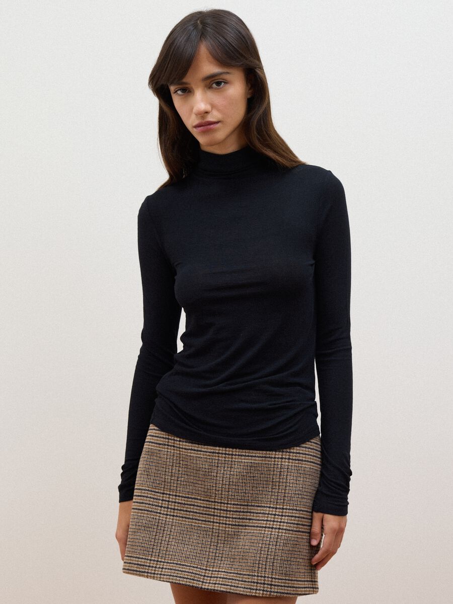 Black modal and stretch cashmere regular-fit T-shirt_0