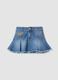 Gonna denim blu in puro cotone con orlo sfrangiato_0
