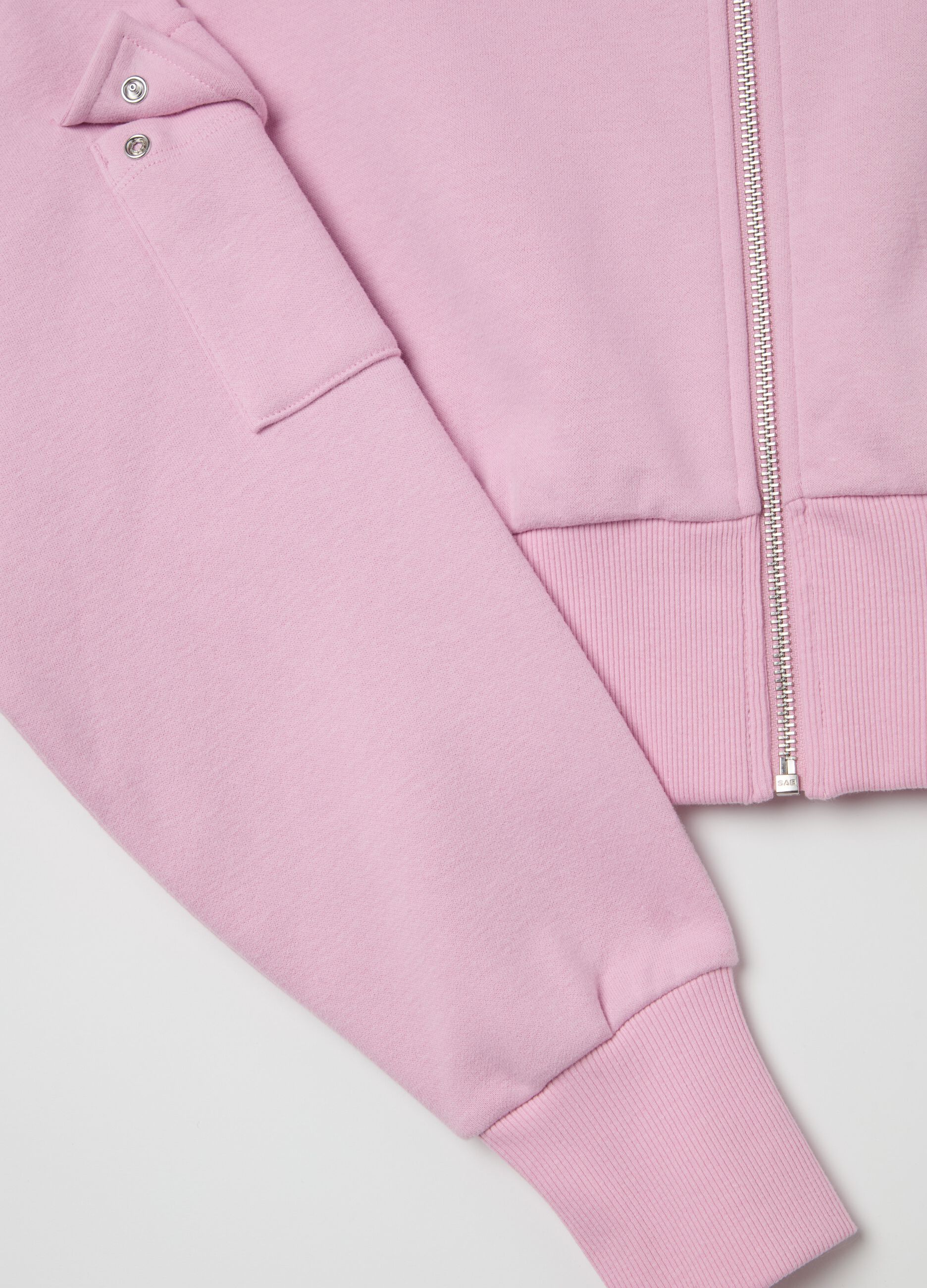 Crop Cargo Zip Hoodie Light Pink