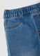 Jeggings denim in cotone elasticizzato a zampa con strass per bambina_2