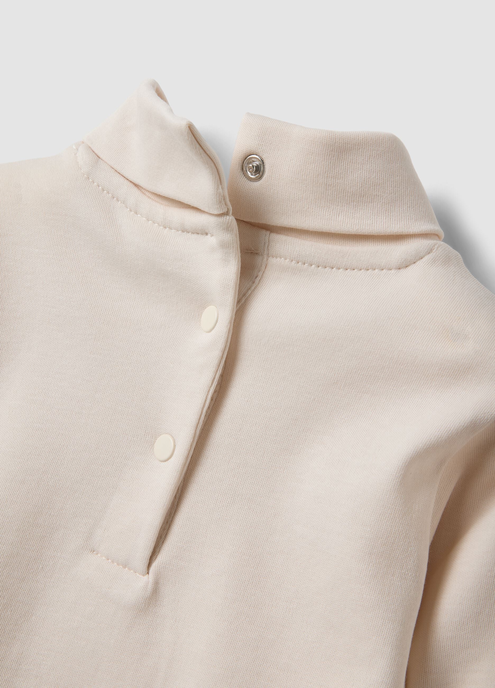 Beiges Shirt aus reiner Bio-Baumwolle mit Rundhalsausschnitt