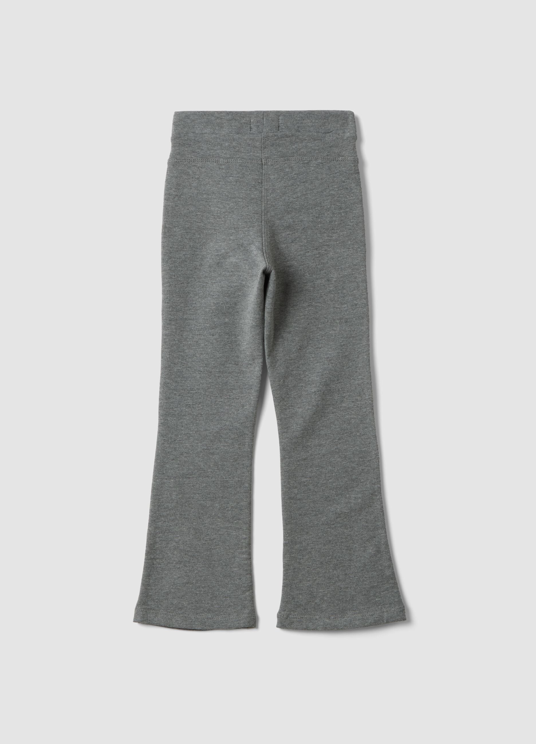 Grau melierte Flare-Treggings aus elastischer Bio-Baumwolle