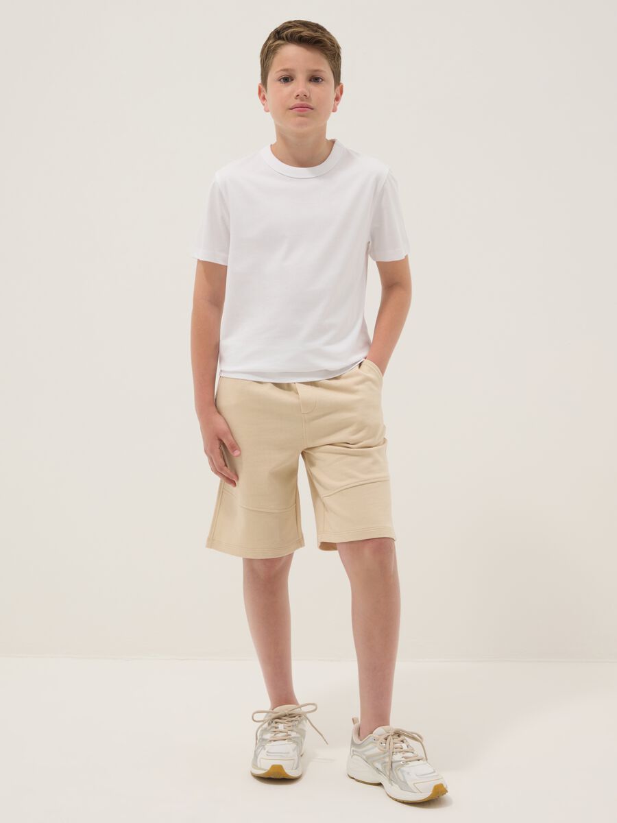 Boys&rsquo; beige pure cotton comfort-fit shorts_0