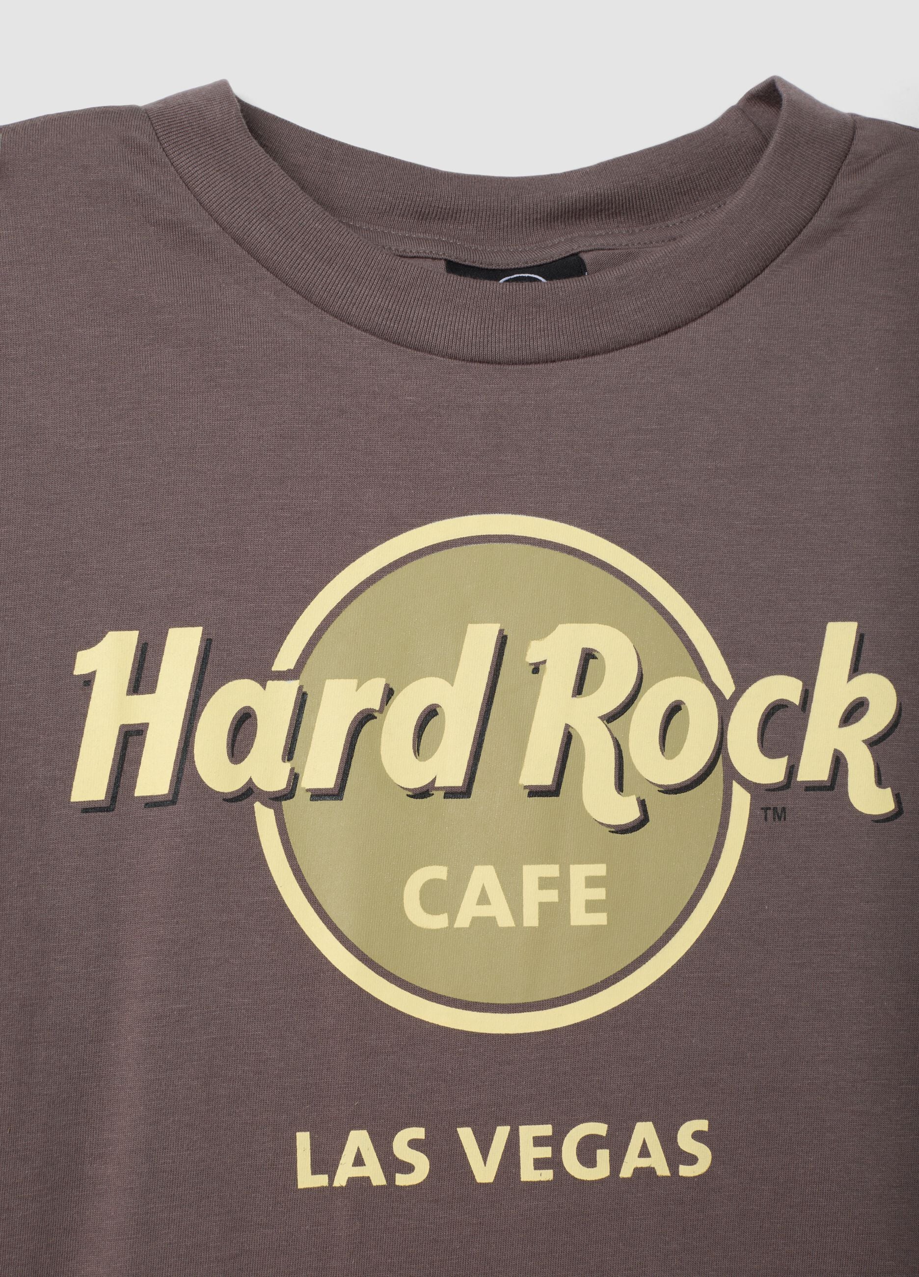 Brown pure cotton T-shirt with Hard Rock Cafe logo print