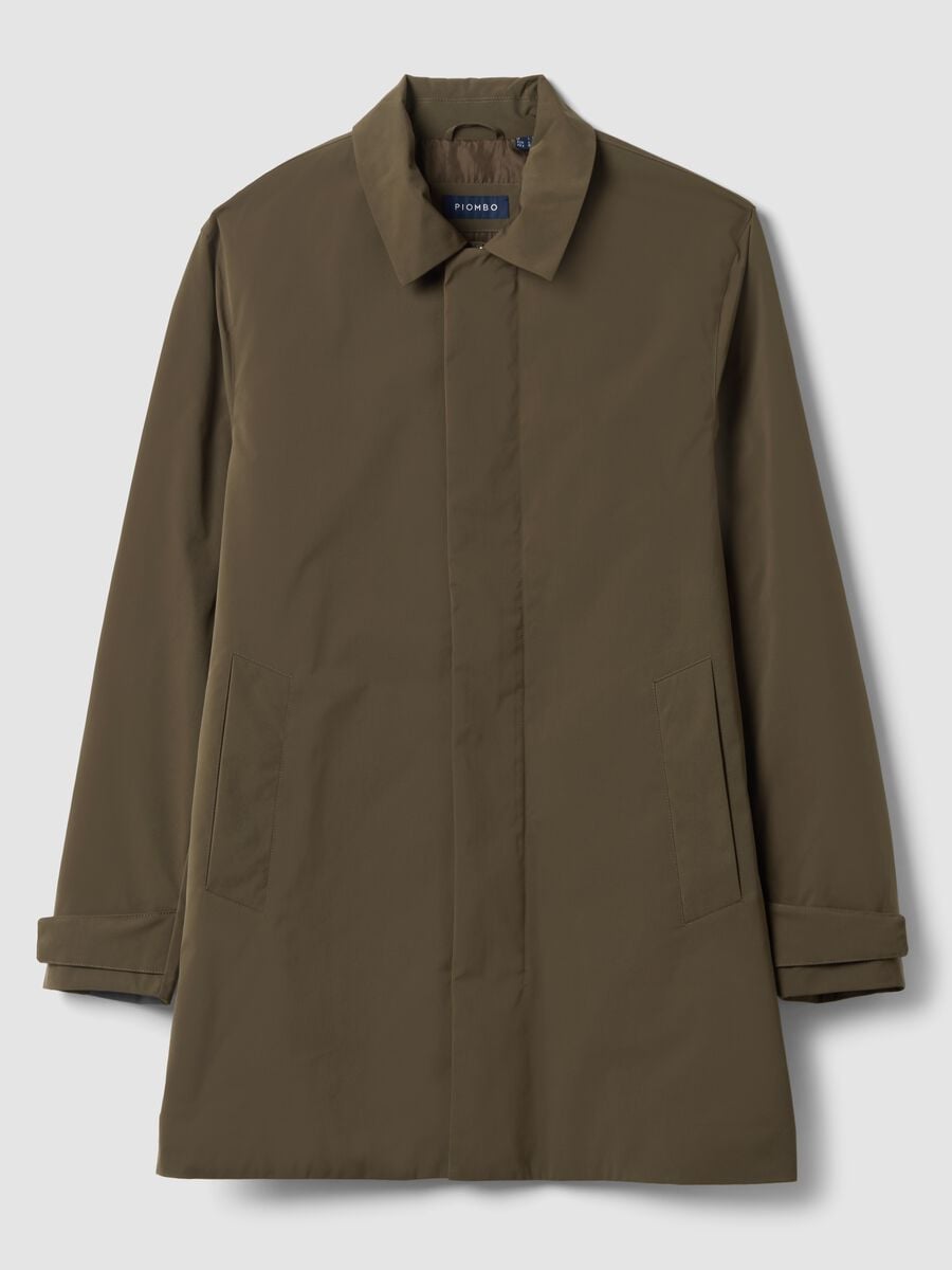 Gabardina impermeable marr&oacute;n larga de corte regular_4