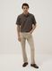 Slim fit beige stretch cotton trousers_0