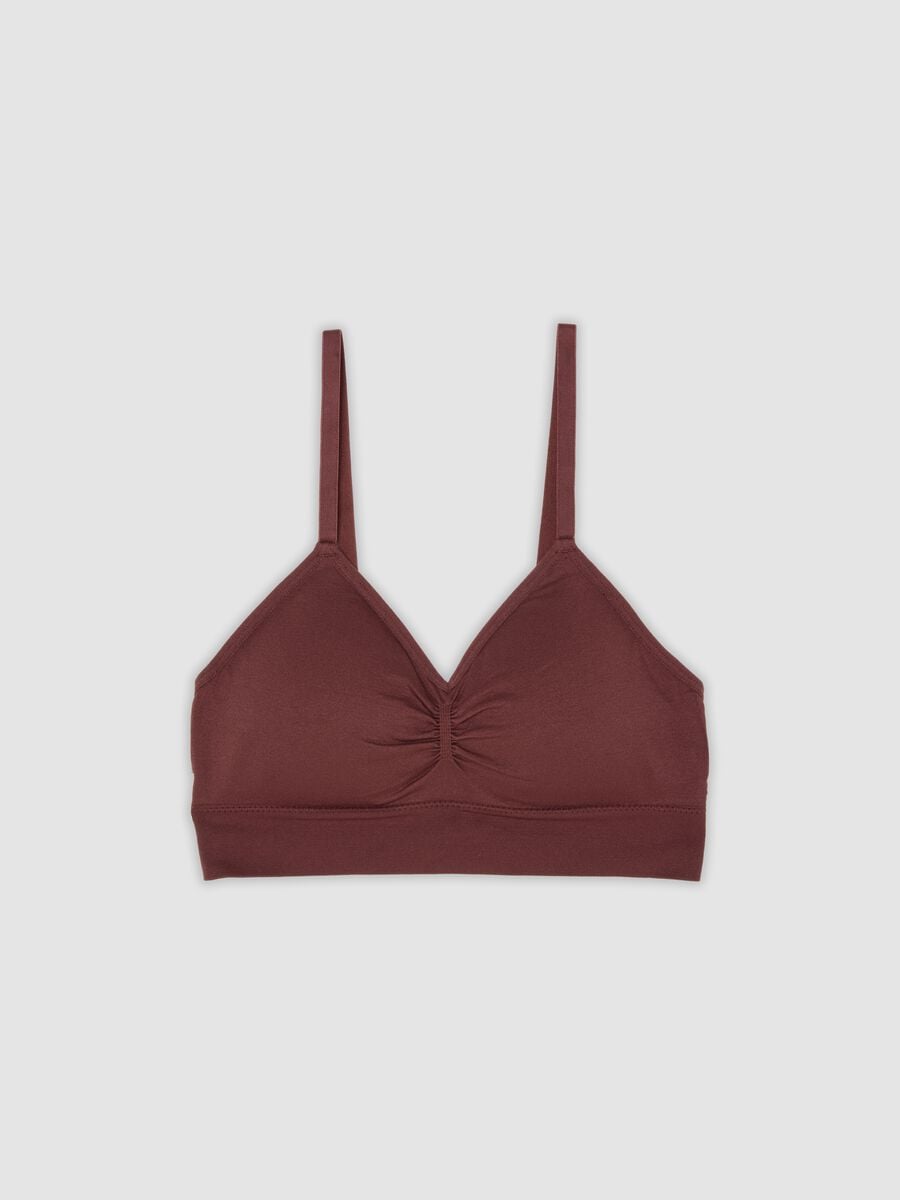 Brown stretch microfibre bralette bra with removable padding_4