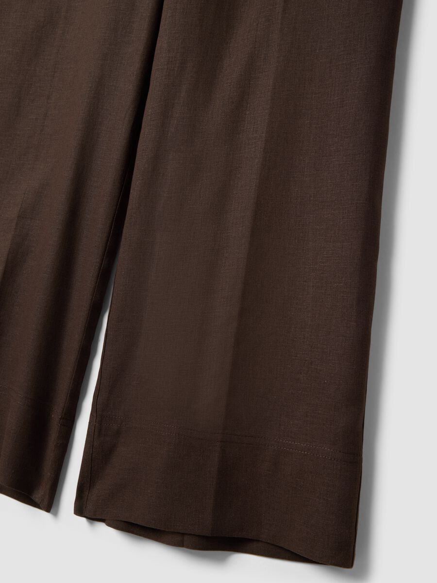 Braune Wide-Leg-Hose aus Leinenmischung_5