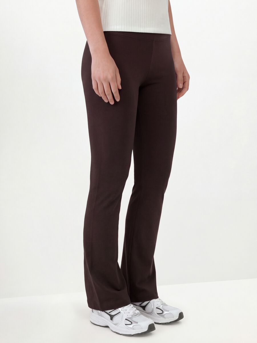 Brown flared leggings in stretch cotton_2