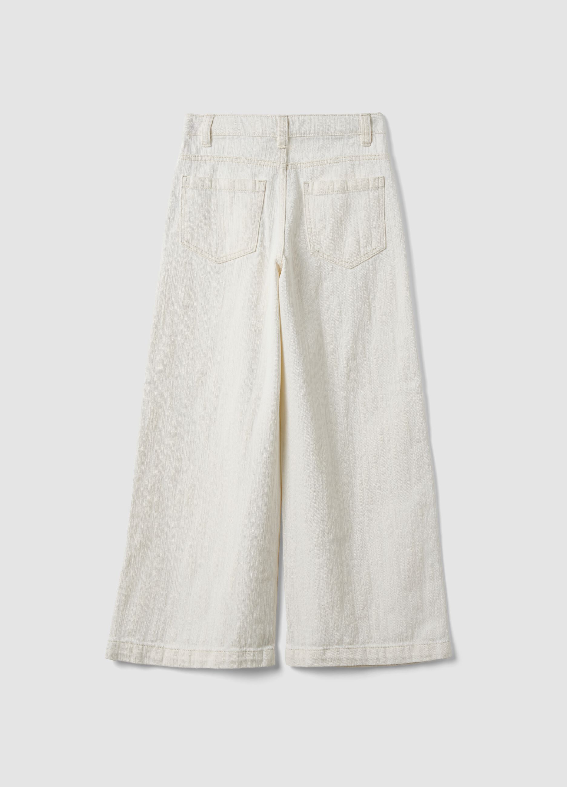 Wei&szlig;e Wide-Leg-Hose aus reiner Baumwolle