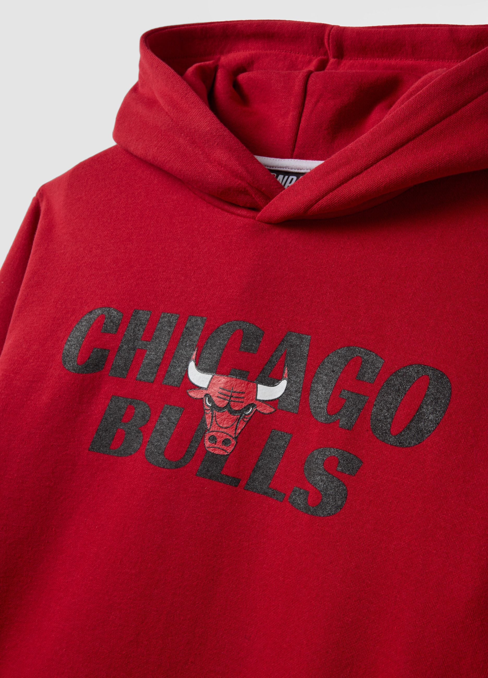 Sweatshirt vermelha com capuz em mistura de algod&atilde;o com estampado Chicago Bulls