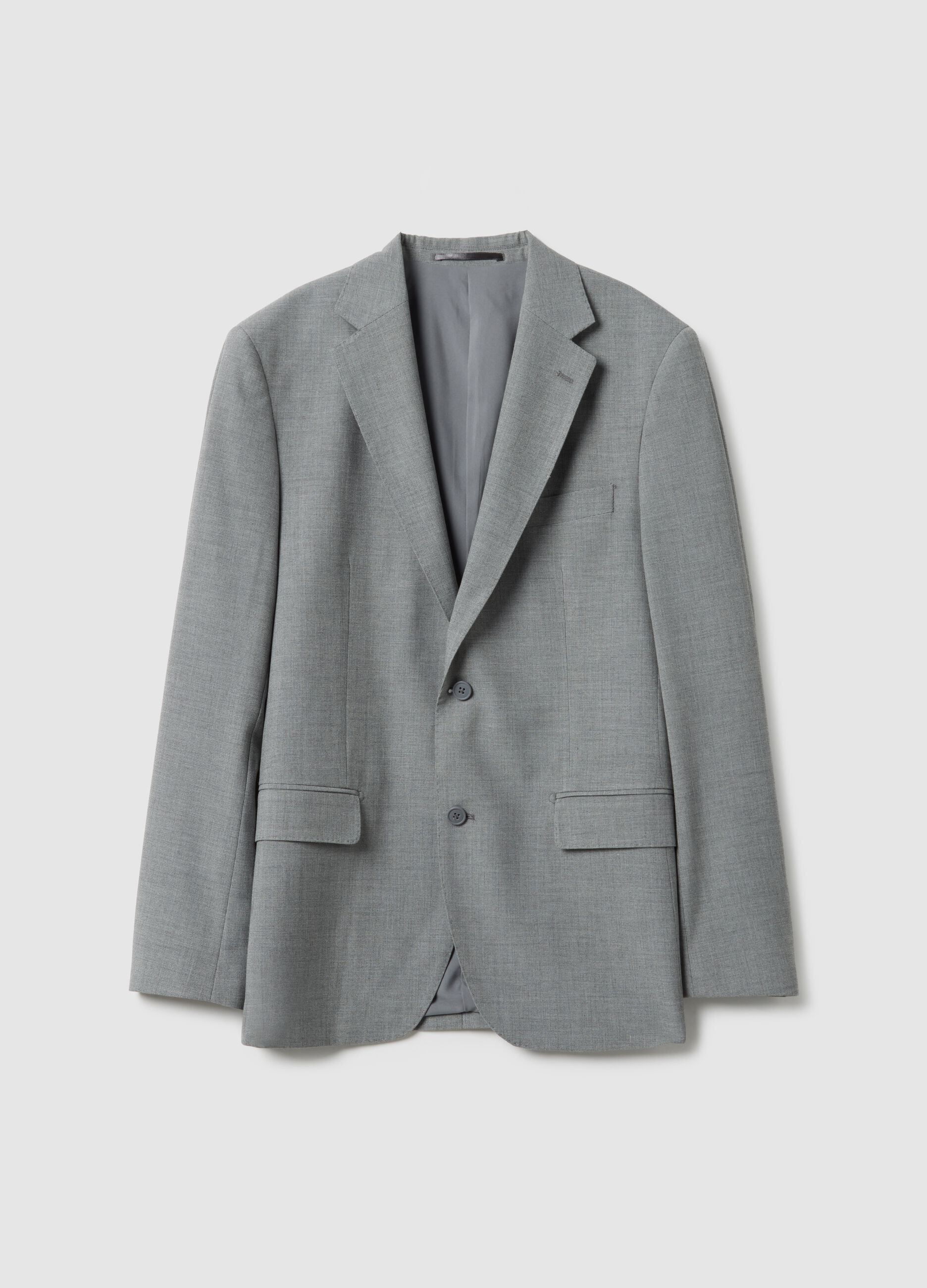 Grey Slim Fit Single Breasted Jacket
