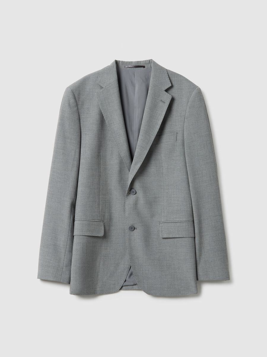 Grey Slim Fit Single Breasted Jacket_0