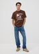 Braunes Jersey-T-Shirt aus reiner Baumwolle mit Schriftzug, Regular Fit_1
