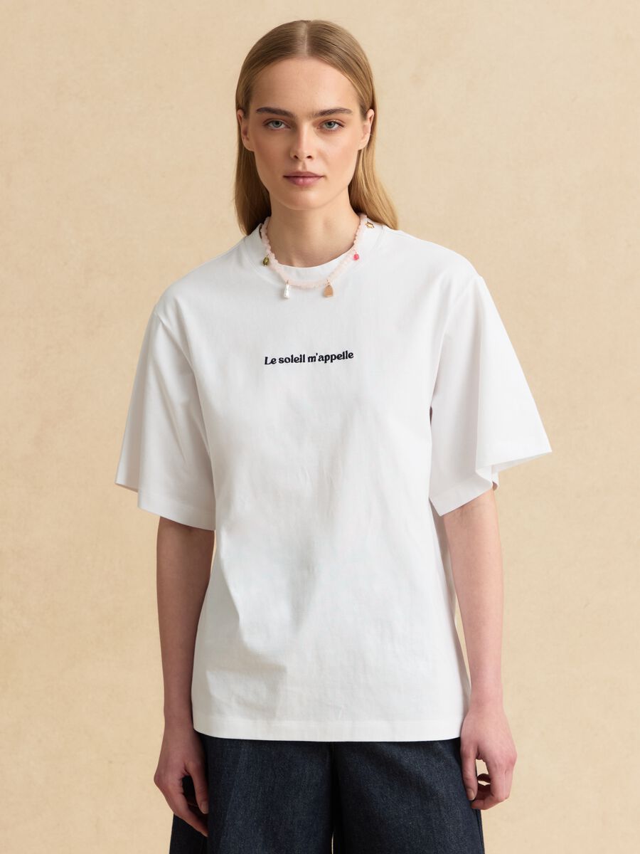 Wei&szlig;es Kurzarm-T-Shirt aus reiner Baumwolle_1