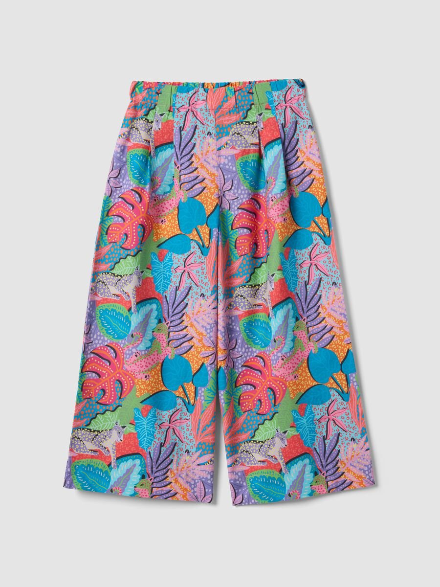 Multicoloured pure cotton palazzo trousers_3