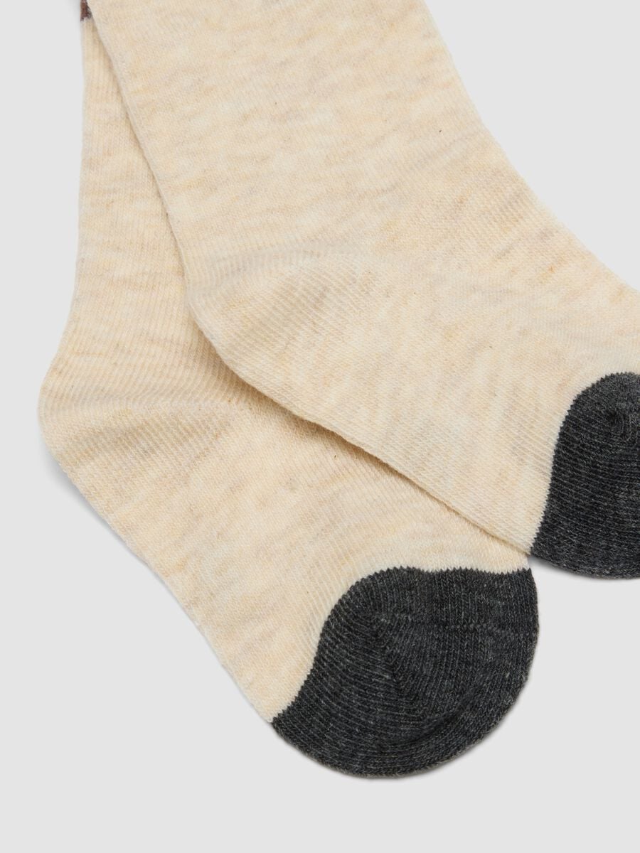 3-pack of beige long socks in stretch organic cotton_1
