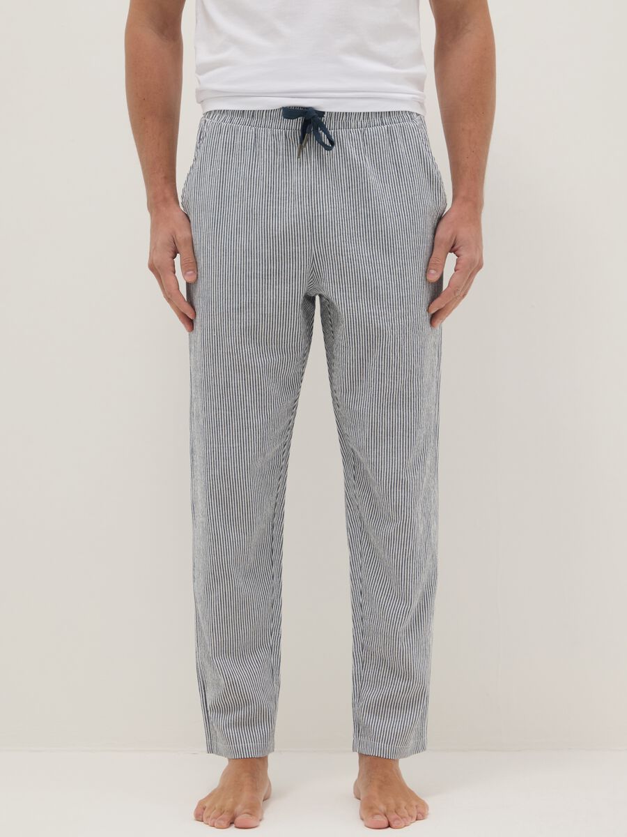 Regular fit multicolour striped pure cotton pyjama shorts_1