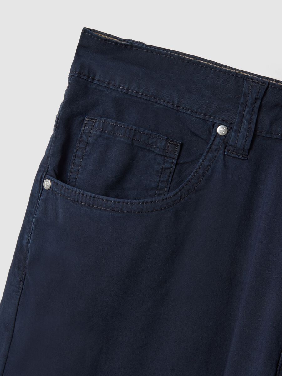 Slim Fit Stretch Cotton Blue Trousers_5