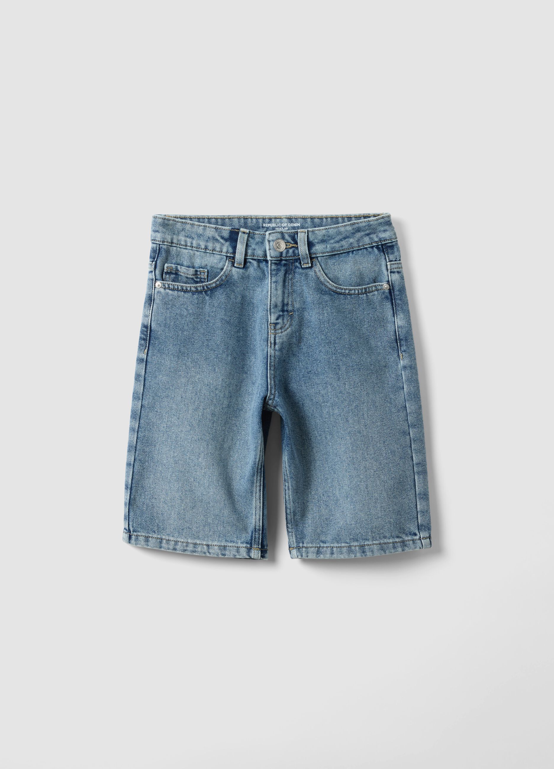 Blaue Denim-Shorts aus Baumwollmix f&uuml;r Jungen, Regular Fit
