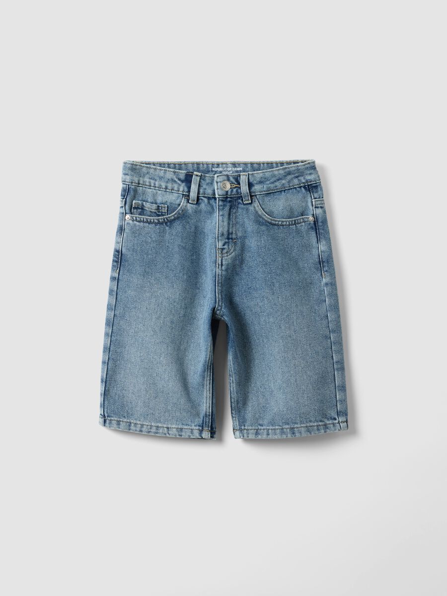 Blue denim cotton-blend boys&rsquo; shorts, regular fit_3