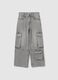 Girls' straight grey cargo jeans in pure cotton_3