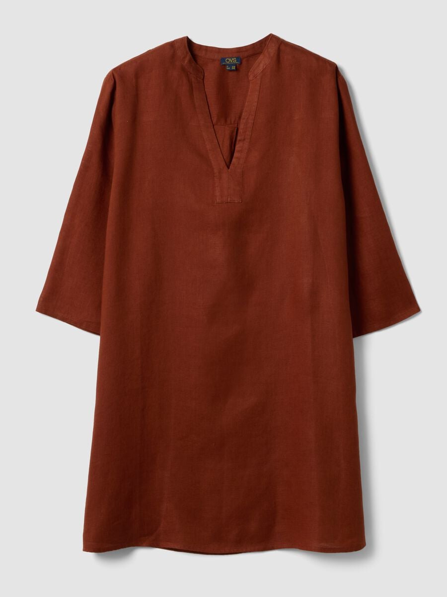 Brown pure linen kaftan_0