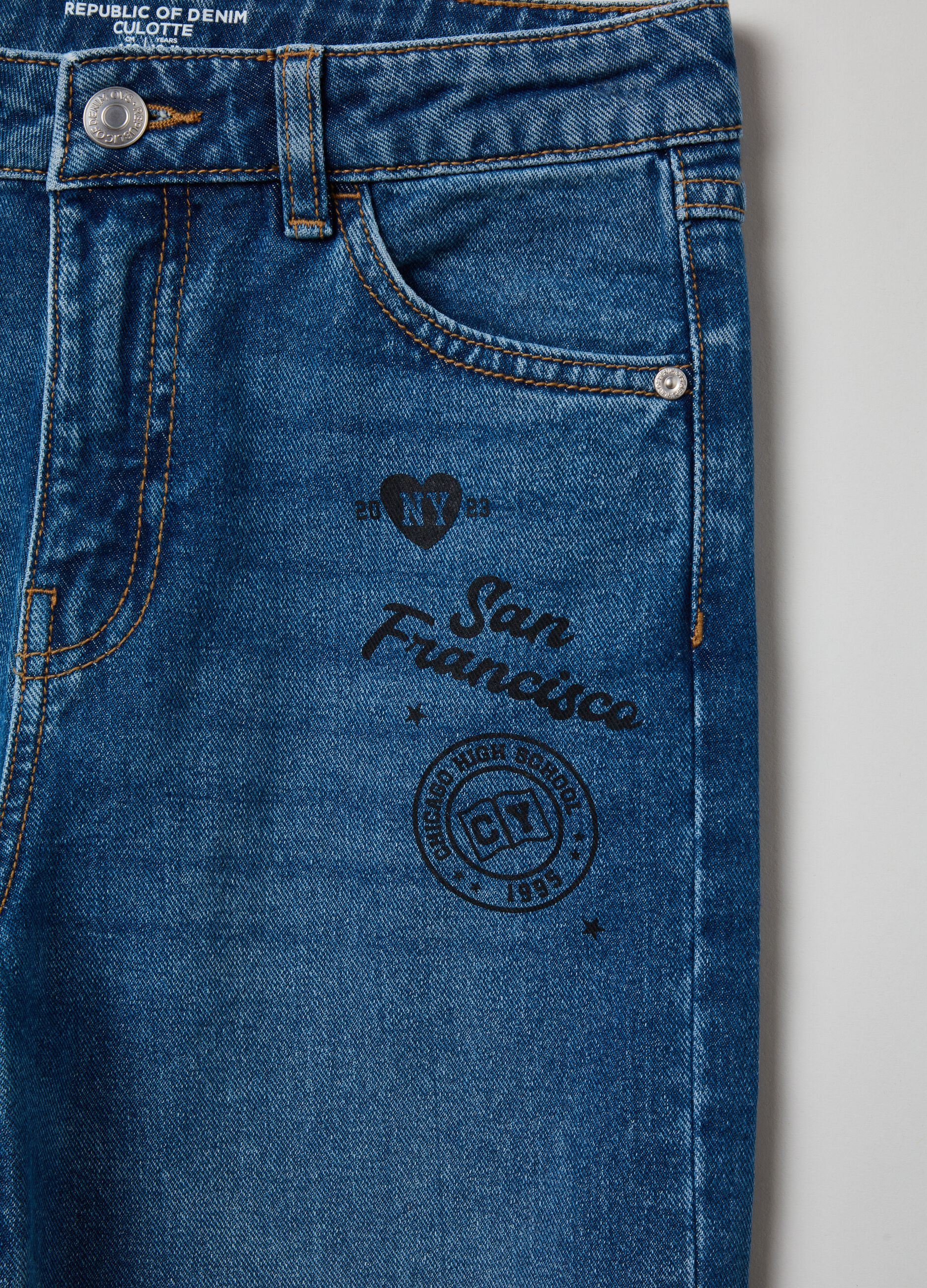 Culotte jeans with lettering print_2