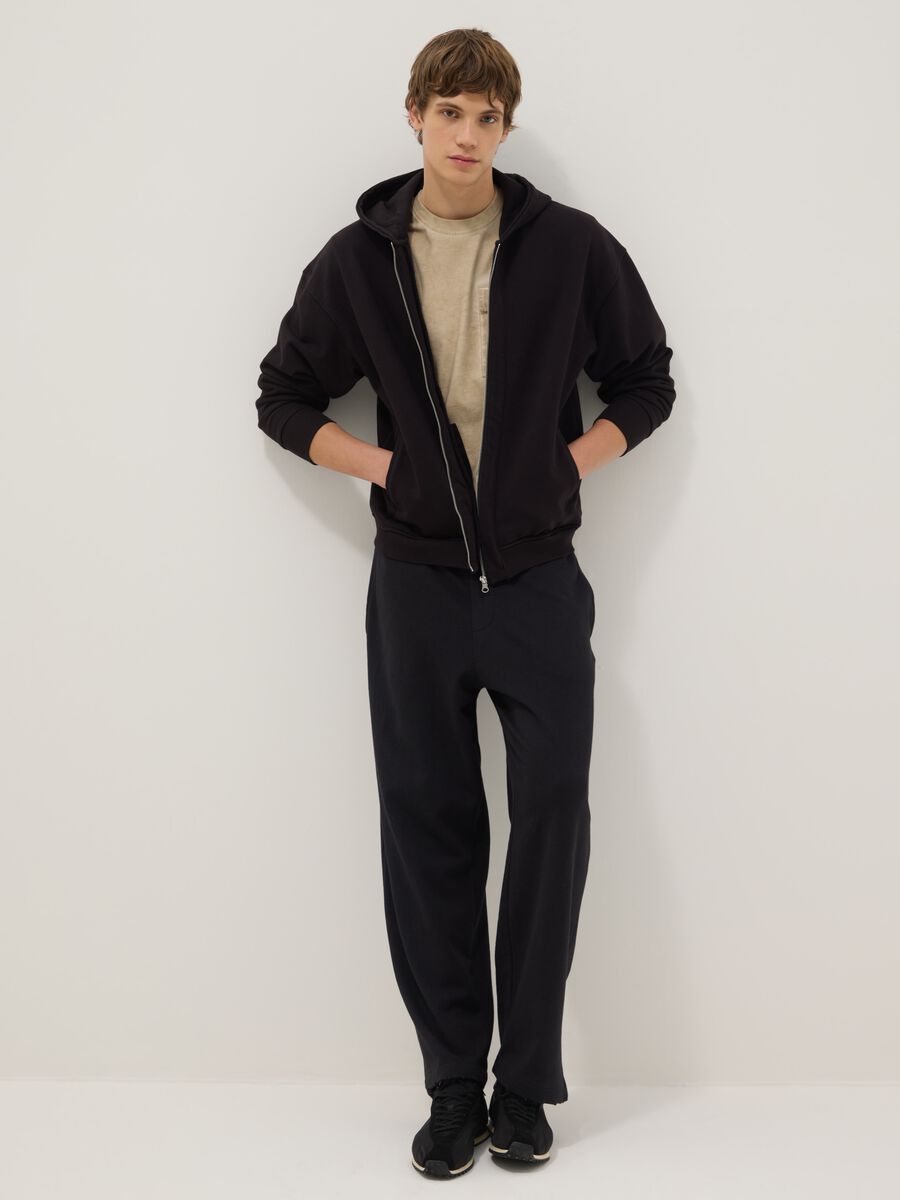 Black oversized cotton blend hoodie_2