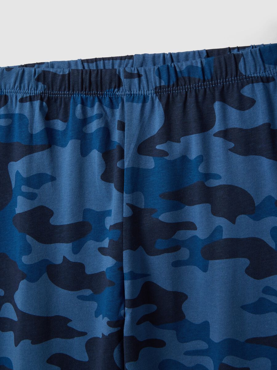 Boys' regular fit blue camouflage pure cotton pyjamas_3