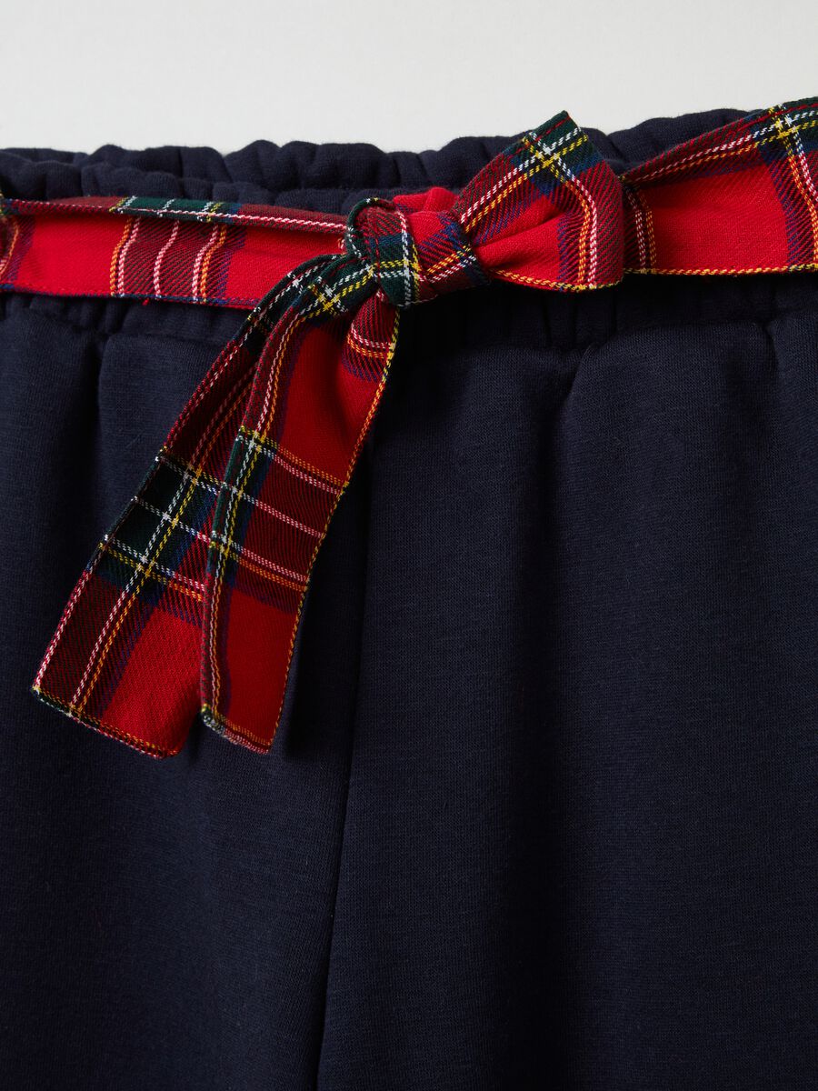 Wide-leg trousers with tartan bow_2