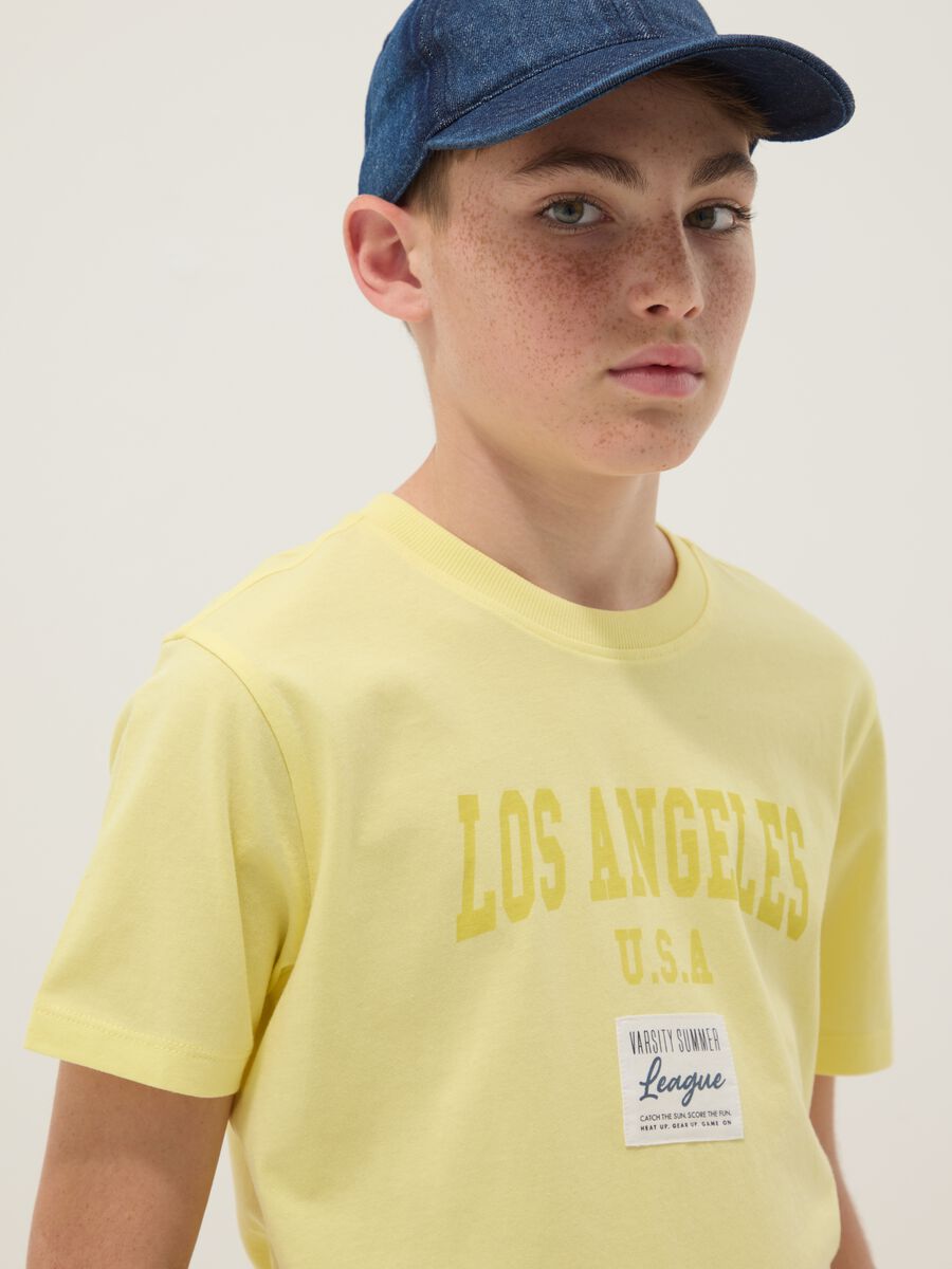 Yellow pure cotton boys' regular fit t-shirt with print_2