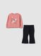 Multicolour pure cotton set with animal-print sweatshirt for baby girl_0