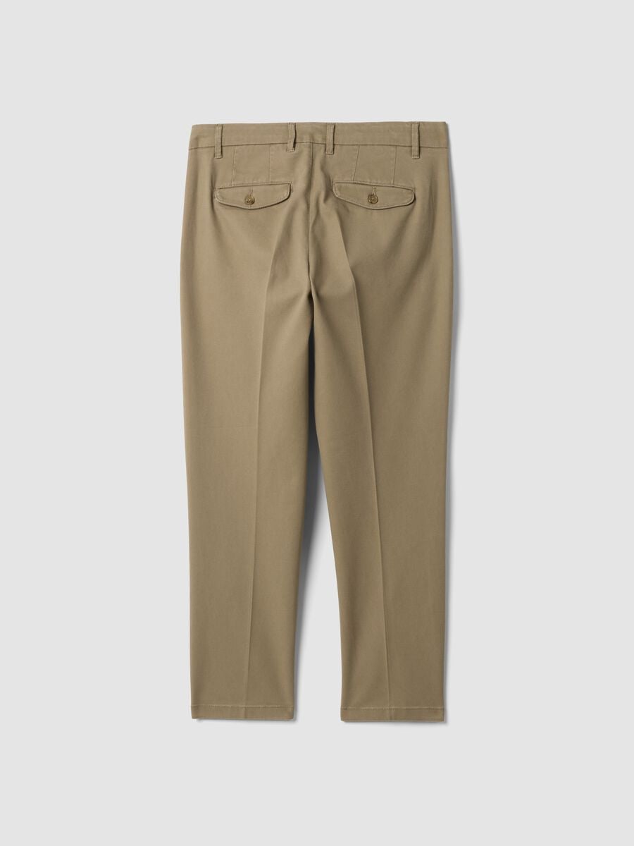 Pantaloni chino beige in twill di cotone elasticizzato regular tapered fit_7