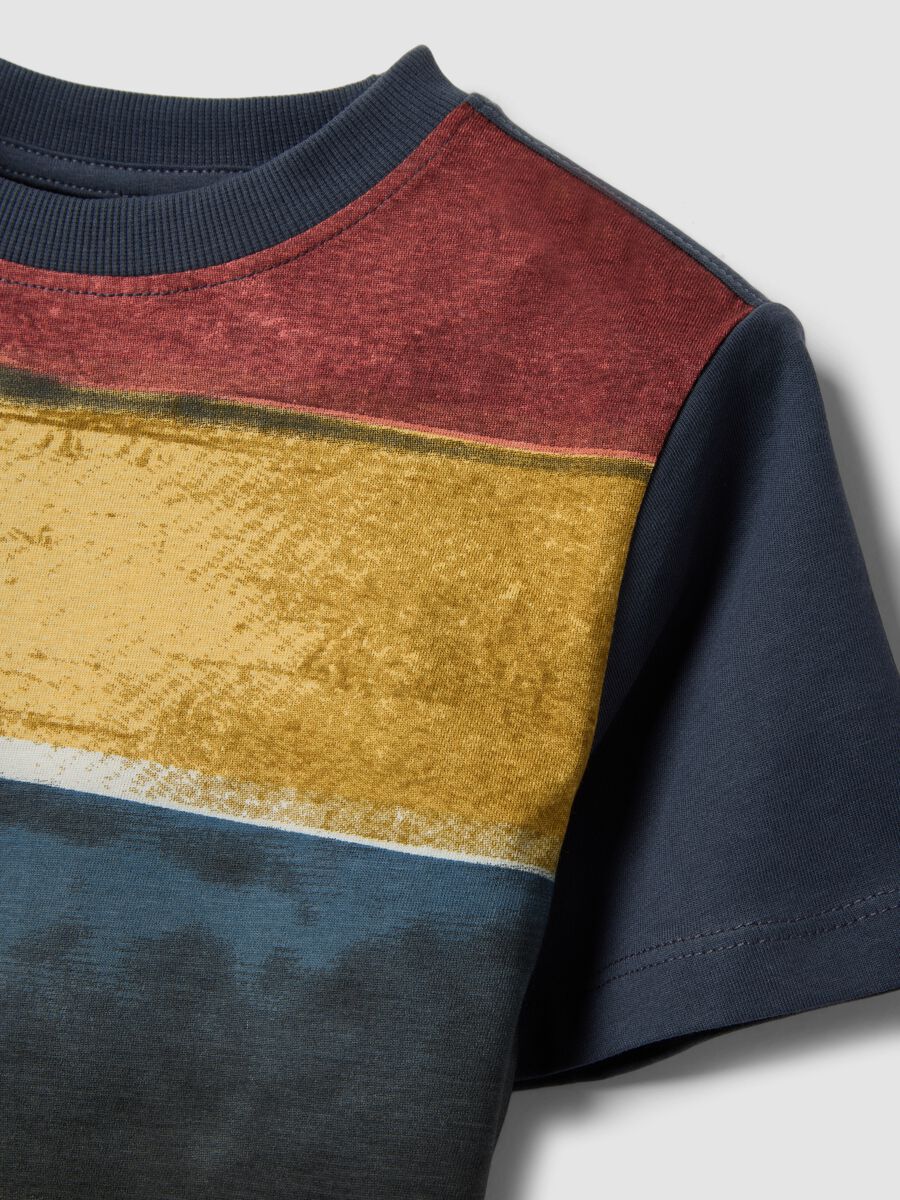 Multicolour striped pure cotton regular fit T-shirt for boys_2