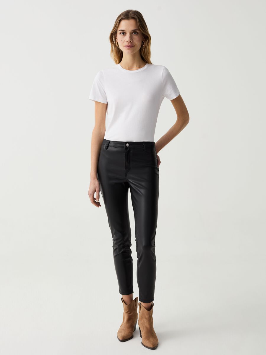 Glossy-effect skinny-fit cropped jeggings_0