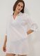 White pure organic cotton kaftan with V-neck_2