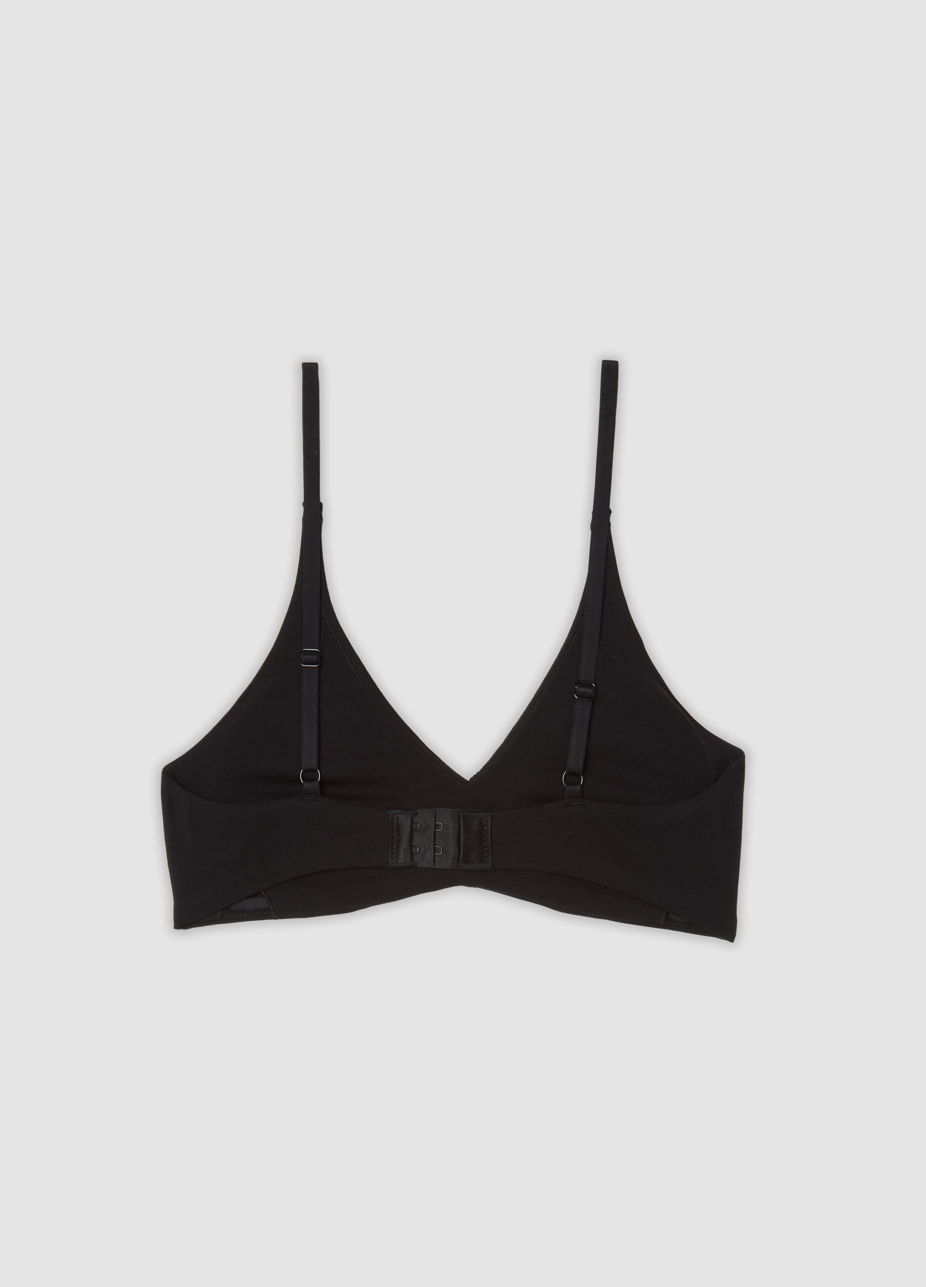 Black organic stretch cotton triangle bra