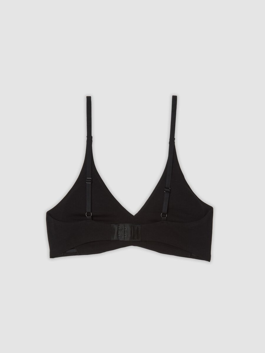 Black organic stretch cotton triangle bra_6