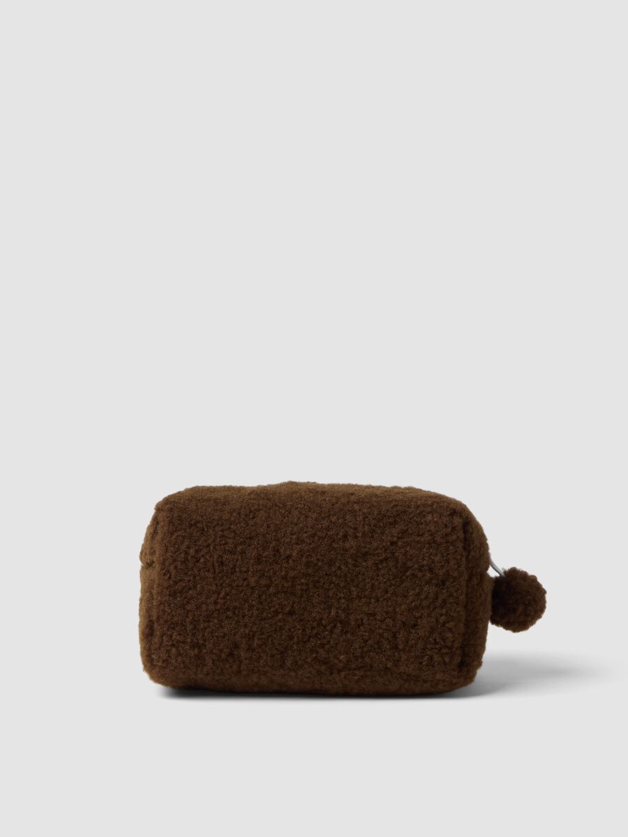 Brown beauty case with pompom_2