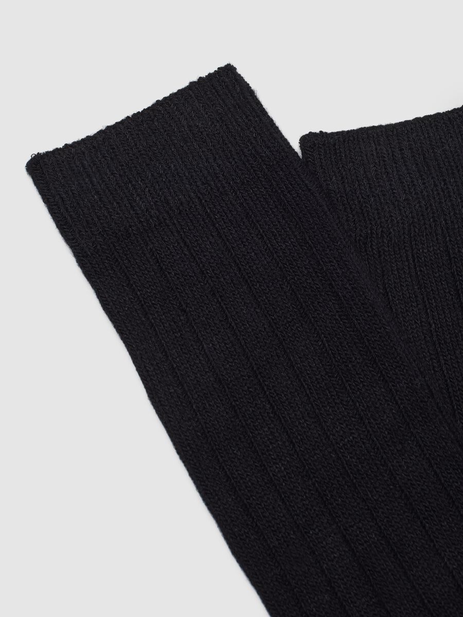 Long black ribbed stretch socks_1