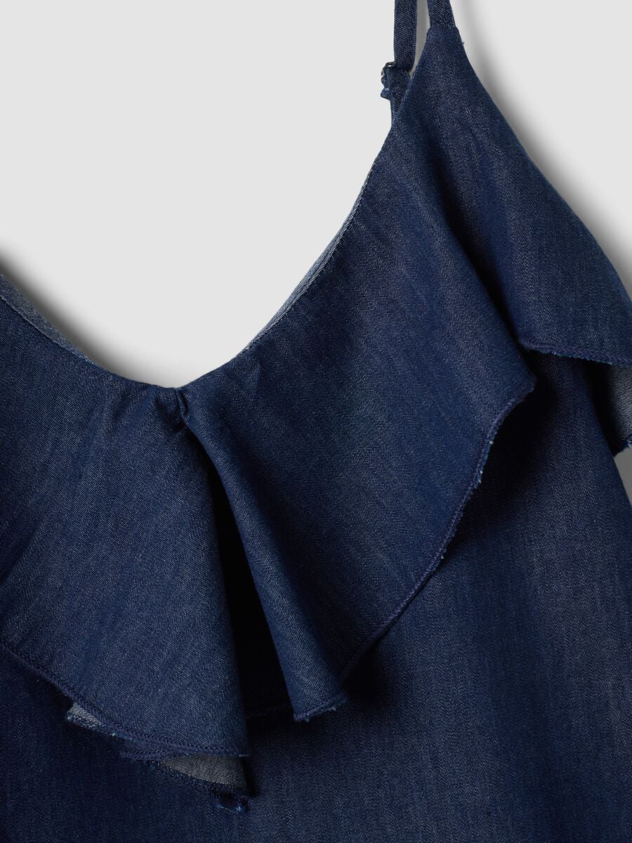 Blue pure cotton top with ruffle_5