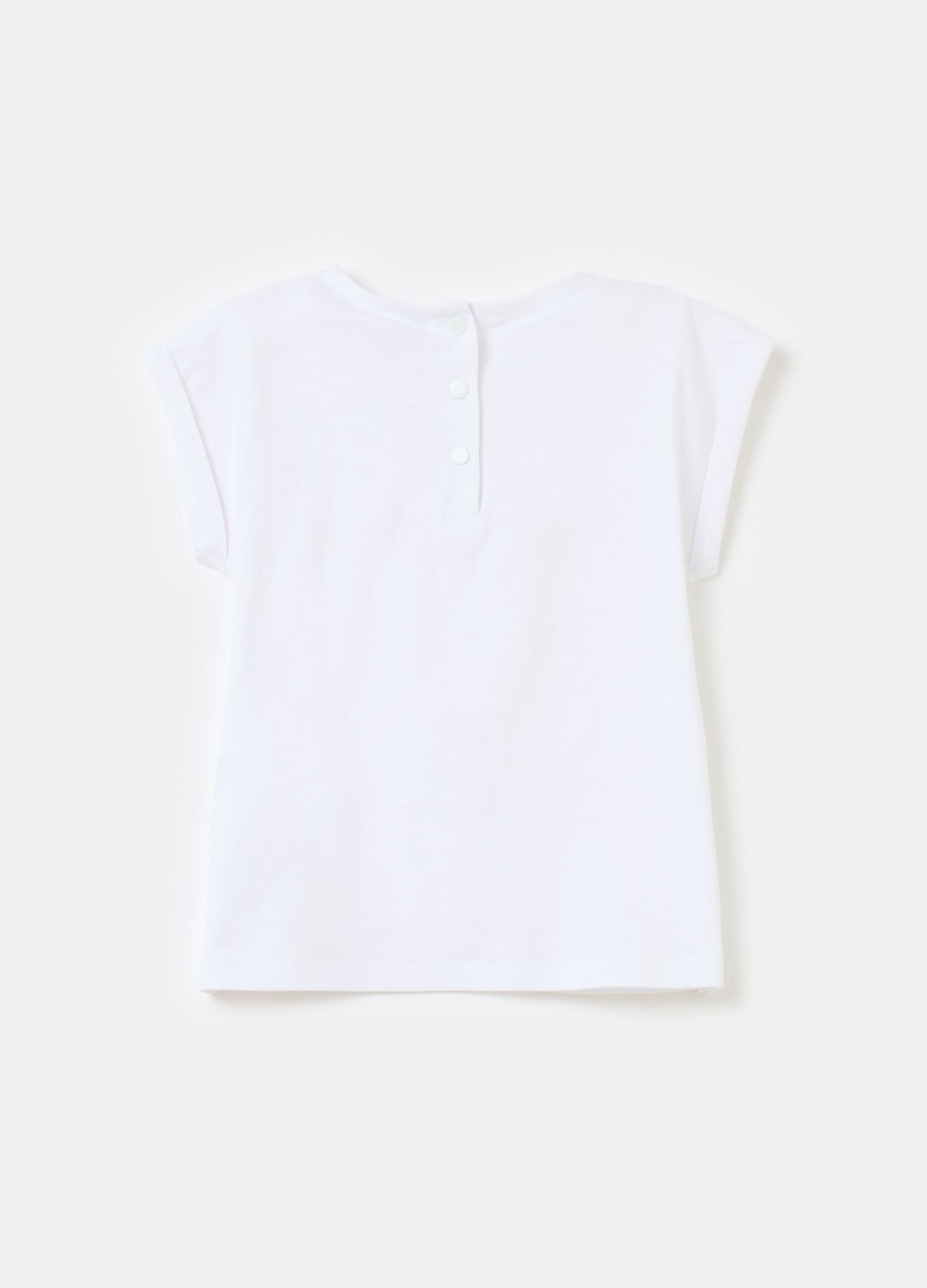 Cotton T-shirt with broderie anglaise insert