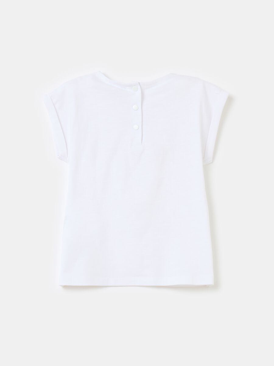 Cotton T-shirt with broderie anglaise insert_1
