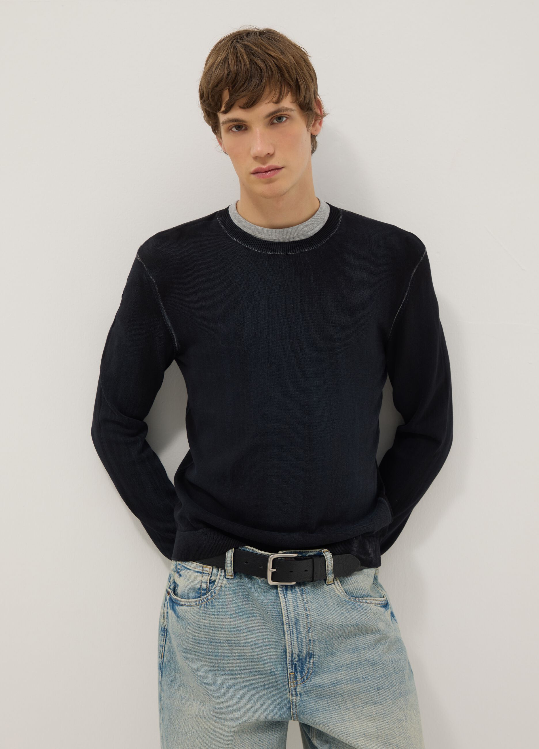 Black Slim Fit Pure Cotton Sweater