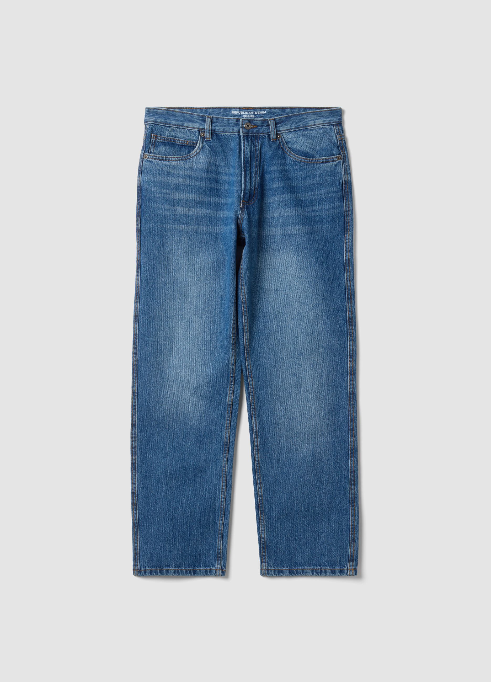 Jeans denim in puro cotone relaxed fit