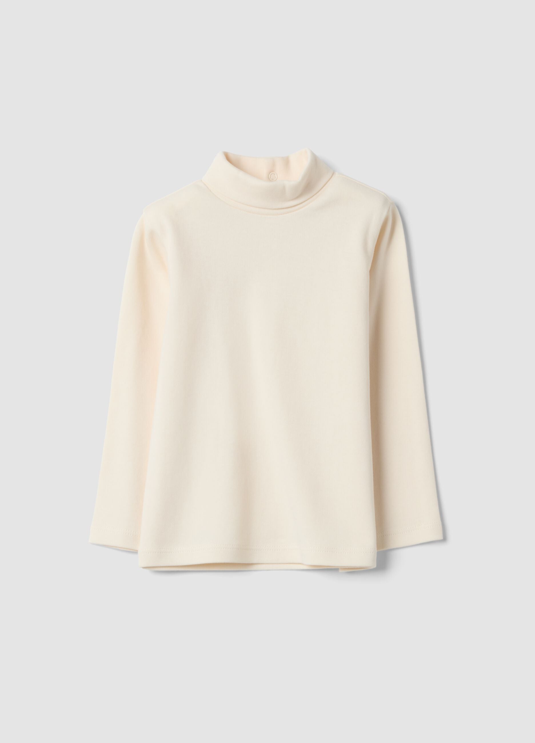 Light beige organic cotton turtleneck top