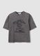 T-shirt grigia in puro cotone over fit con stampa teddy bear_0